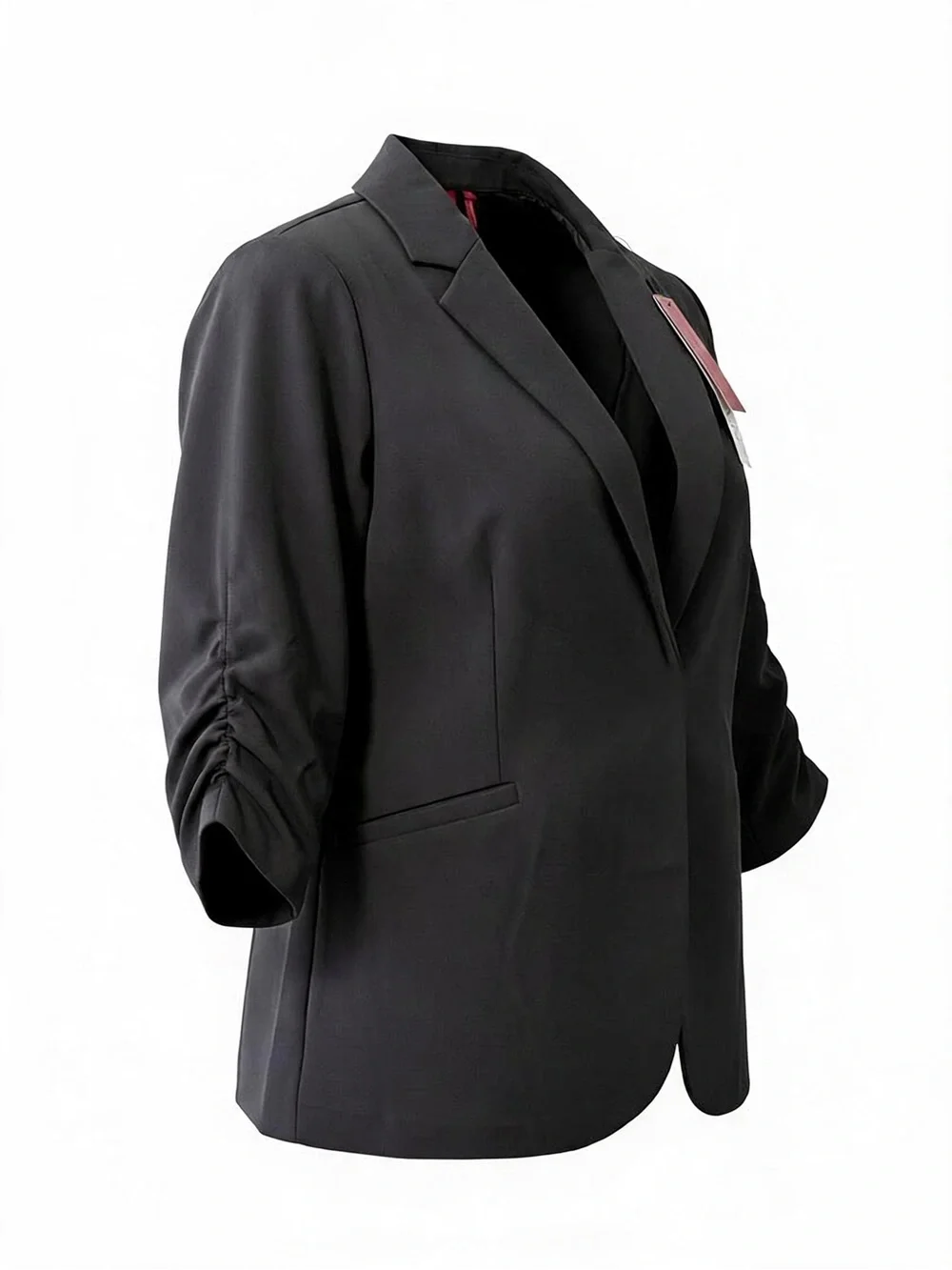 Black 3/4 Gathered Sleeve Blazer Size XXL - Picture 2 of 5